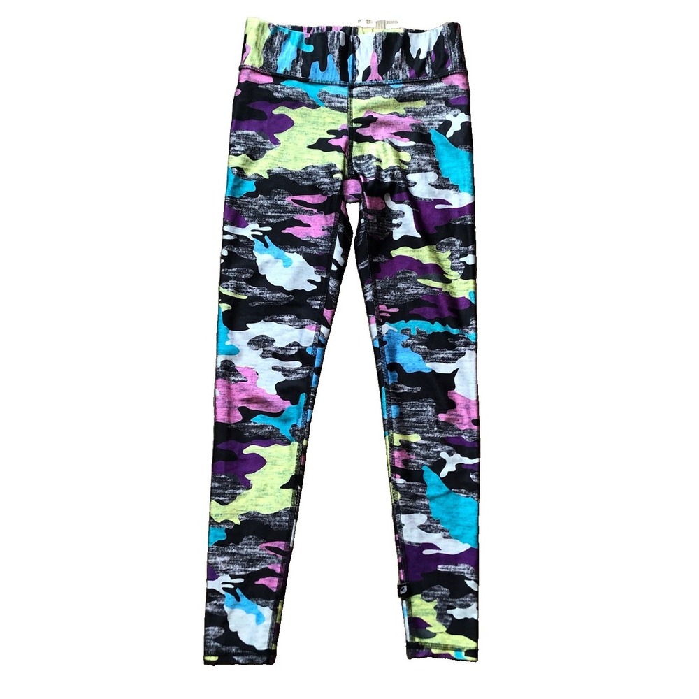 Terez Womens Small Leggings Colorful Camo Print Activewear Athleisure Stretch